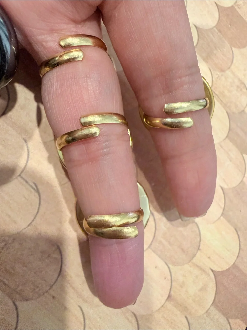 Hong kong signed vintage - Kids Yellow Cartoon Sports Character Rings - Set of 4